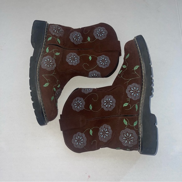 Roper Women's 7 Brown Suede Chunk Floral Embroidered Cowboy Western Boots - Picture 4 of 6